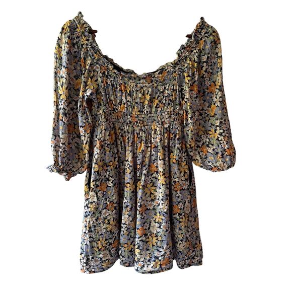 American Eagle Women’s Floral Off Shoulder A Line Mini Dress Size XS Boho Gypsy - Picture 5 of 11